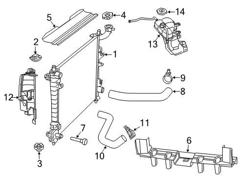 2021 Jeep Grand Cherokee Radiator & Components RADIATOR OUTLET Diagram for 68502657AA