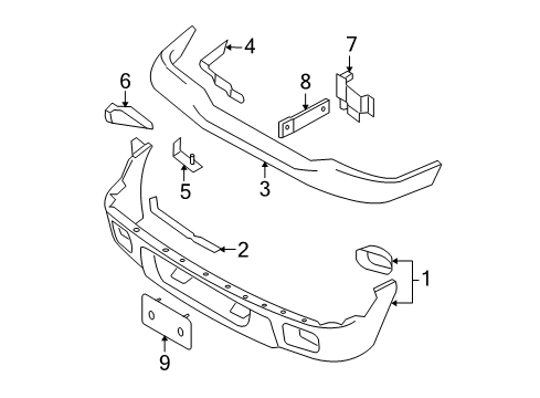 2004 Ford Ranger Front Bumper Bumper Cover Diagram for 4L5Z-17626-AAA
