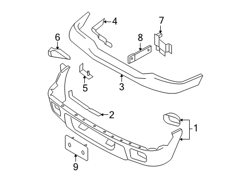 2004 Ford Ranger Front Bumper Upper Filler Diagram for 1L5Z-17A861-AA