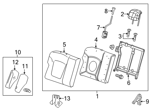 2021 Chevrolet Spark Rear Seat Components Bolster Cover Diagram for 42613652