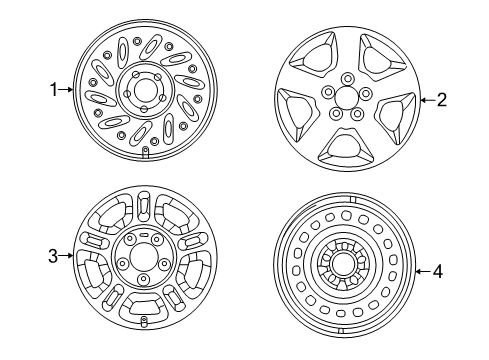 2003 Ford Explorer Sport Wheels Wheel, Alloy Diagram for 1L5Z-1007-AA