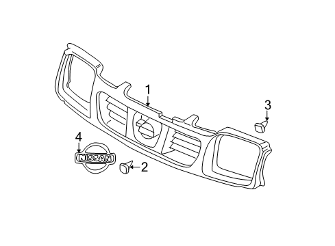 2000 Nissan Xterra Grille & Components Emblem-Front Diagram for 62890-7Z100