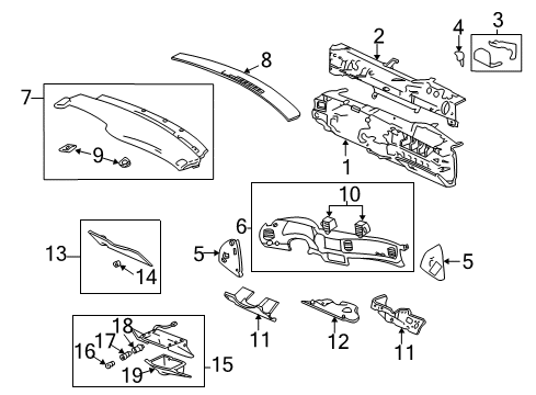 2003 Chevrolet Impala Instrument Panel Switch Asm-Rear Compartment Lid Release Diagram for 10283841