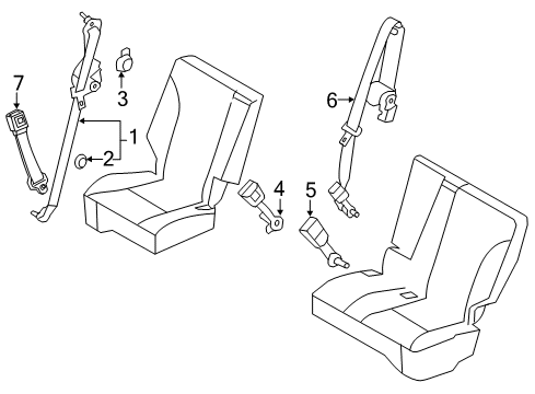 2014 Ford Edge Seat Belt Buckle End Diagram for BT4Z-7861202-AA