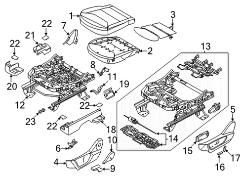 2022 Ford Maverick Driver Seat Components Track Cover Stop Diagram for FU5Z-9661938-B