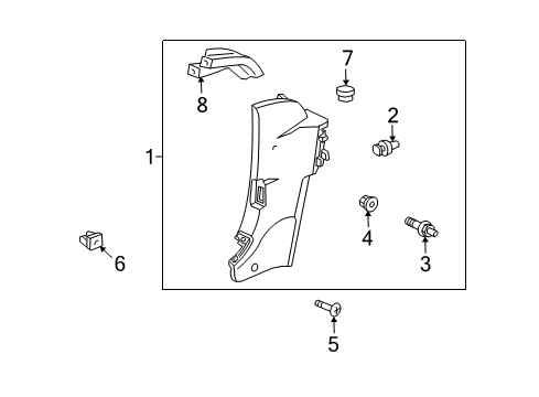 2005 Honda S2000 Interior Trim - Quarter Panels Garnish, R. RR. Side *NH167L* (GRAPHITE BLACK) Diagram for 84141-S2A-A01ZA