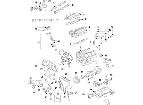 2020 Nissan Frontier Engine Parts, Mounts, Cylinder Head & Valves, Camshaft & Timing, Variable Valve Timing, Oil Cooler, Oil Pan, Oil Pump, Adapter Housing, Crankshaft & Bearings, Pistons, Rings & Bearings Seat-Valve Spring, Outer Diagram for 13205-53Y00