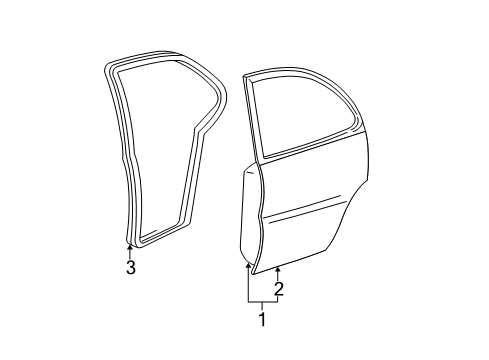 2010 Chevrolet Impala Rear Door Outer Panel Diagram for 25813148