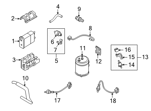 2001 Kia Rio Powertrain Control Oxygen Sensor Diagram for 0K32A18861