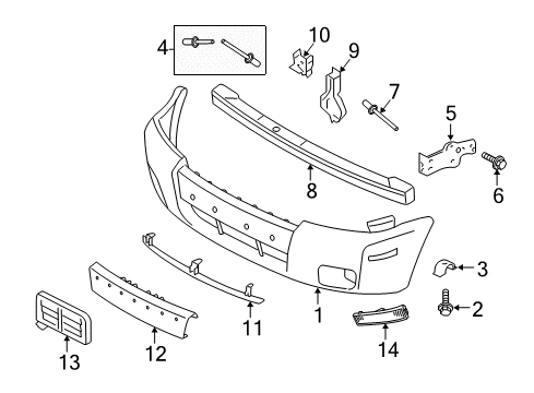 2005 Mercury Mariner Front Bumper Bumper Cover Bolt Diagram for -W503924-S424