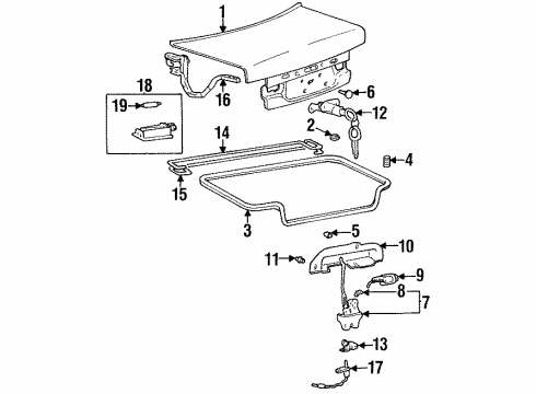 1995 Hyundai Sonata Trunk Lock Assembly-Trunk Lid Diagram for 81251-34A00