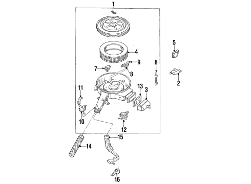 1987 Nissan Sentra Heated Air Intake Air Cleaner Assembly Diagram for 16500-61A04