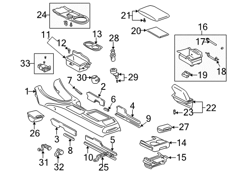 2003 Lexus IS300 Center Console Box, Console Diagram for 58811-53051-C0