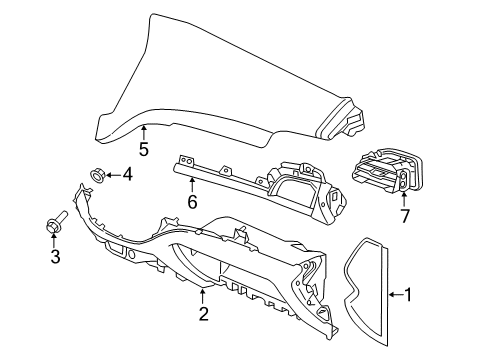 2021 Chevrolet Traverse Cluster & Switches, Instrument Panel Trim Pad Diagram for 84277814