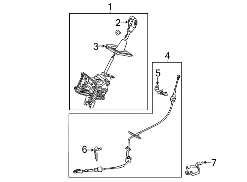 2014 Ford Escape Gear Shift Control - AT Gear Shift Assembly Diagram for EJ5Z-7210-KE