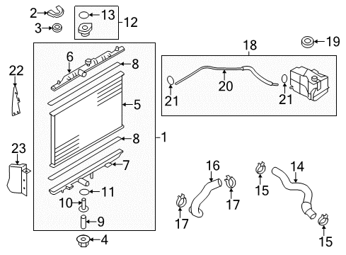 2010 Nissan Rogue Radiator & Components Guide-Air, Radiator Side Diagram for B1558-1A41A