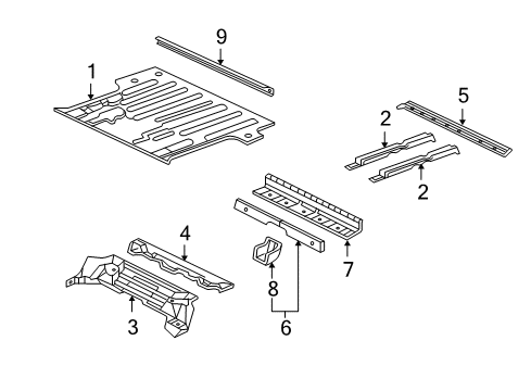 2004 Chevrolet Avalanche 2500 Rear Body - Floor & Rails Floor Pan Diagram for 20867259