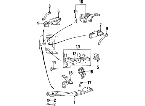 1998 Hyundai Sonata Engine & Trans Mounting Bracket-Roll Stopper, Front Diagram for 21681-33301