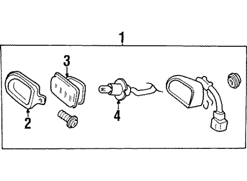 1997 Hyundai Accent Bulbs Front Driver Side Fog Light Assembly Diagram for 92201-22201