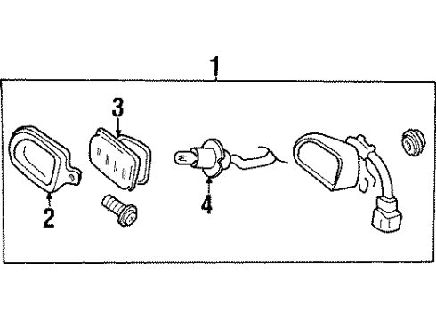 1997 Hyundai Accent Bulbs Front Passenger Side Fog Light Assembly Diagram for 92202-22201