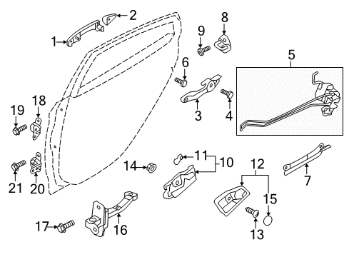 2015 Hyundai Accent Rear Door Rear Interior Door Handle Assembly, Right Diagram for 83620-1R000-RDR