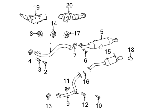 2012 Scion xB Exhaust Components Heat Shield Diagram for 58153-12181