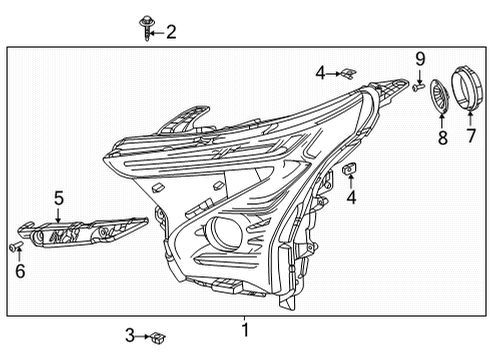 2022 Chevrolet Bolt EV Headlamp Components Bracket Diagram for 42725611