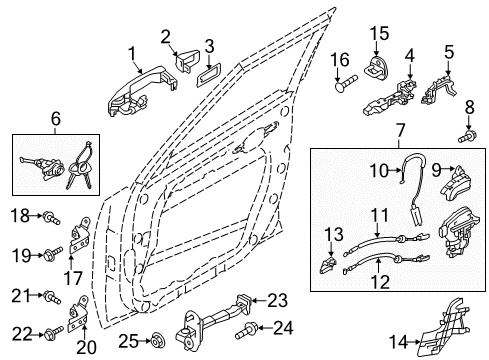 2019 Kia Soul EV Front Door Cable Assembly-Front Door Outside Diagram for 81381B2000