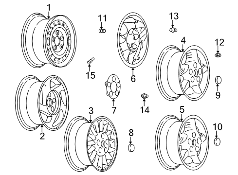 2003 Pontiac Grand Am Wheels, Covers & Trim Wheel Trim CAP Diagram for 9595003