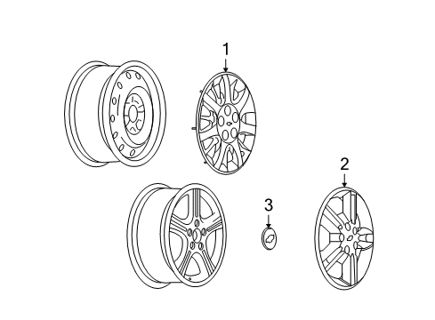 2005 Chevrolet Uplander Wheel Covers & Trim Wheel Cover Diagram for 9597396