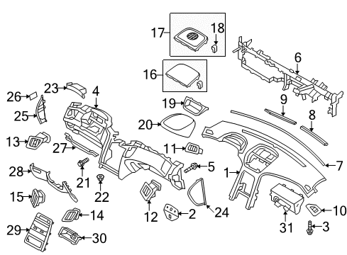 2012 Hyundai Genesis Coupe Instrument Panel Nut-Washer Assembly Diagram for 13270-08001