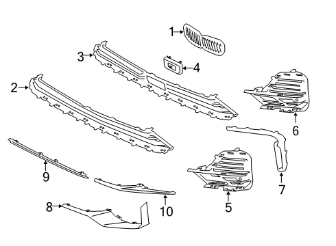 2019 BMW X7 Grille & Components COVER Diagram for 51118737334