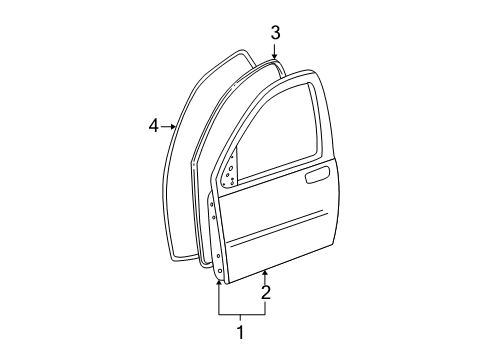 2004 Ford Freestar Front Door Door Shell Diagram for 6F2Z-1720124-AA