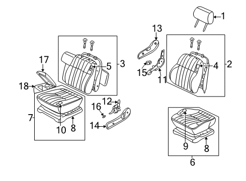 2001 Nissan Frontier Front Seat Components Front Seat-Cup Holder Diagram for 68430-9Z500