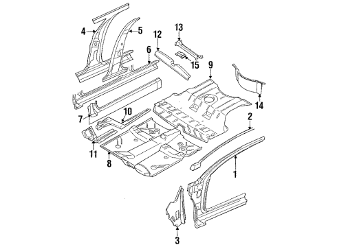 1995 Chrysler LHS Center Pillar & Rocker, Hinge Pillar, Floor Pan-Front Floor Diagram for 4756878AB