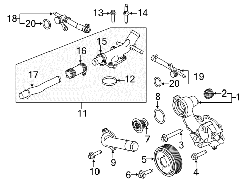 2018 Ford F-150 Water Pump Water Pump Diagram for JT4Z-8501-C