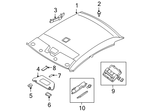 2011 Nissan Altima Interior Trim - Roof Lamp Assembly Map Diagram for 26430-ZX00A