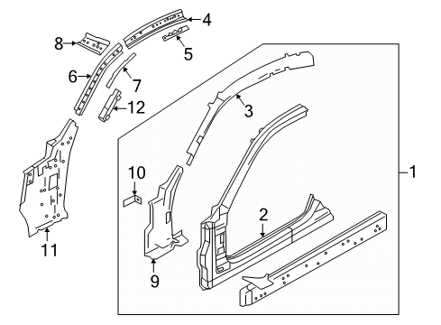 2020 Infiniti Q60 Aperture Panel Brace-Front Pillar LH Diagram for 76261-5CA1A