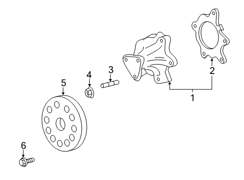 2001 Toyota Echo Water Pump Water Pump Bolt Diagram for 90080-10196