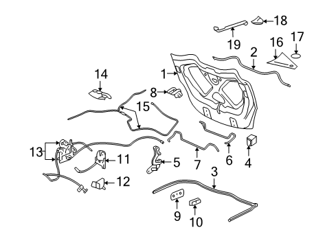 2007 Saturn Sky Trunk Lid Weatherstrip Diagram for 25825782