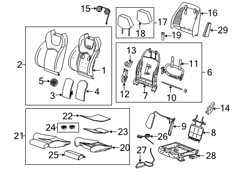 2014 Cadillac CTS Driver Seat Components Headrest Guide Diagram for 25785788