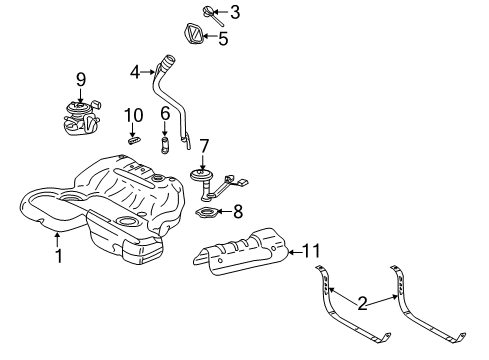2004 Cadillac SRX Fuel System Components Pipe Asm-Fuel Tank Filler Diagram for 25768591