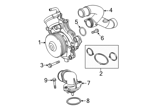 2016 Ram 1500 Water Pump Tube-COOLANT Inlet Diagram for 68211185AA
