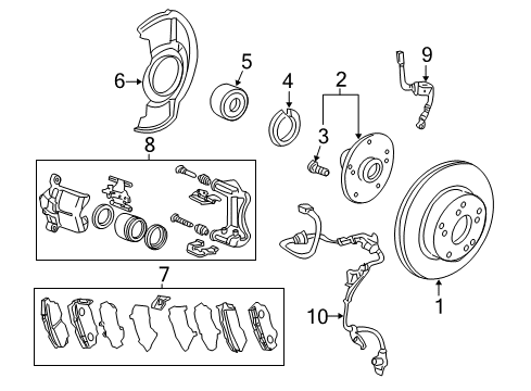 2016 Honda Accord Front Brakes Front Caliper Sub-As Diagram for 45018-T2G-030