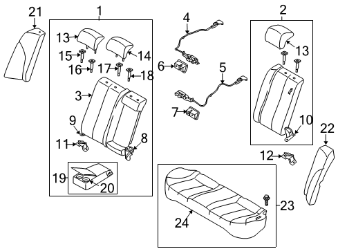 2009 Kia Optima Rear Seat Components Armsest Cup Holder Diagram for 899902G100J7