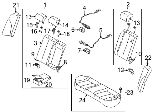 2009 Kia Optima Rear Seat Components Pole Guide Assembly NO2 Diagram for 883952F000VA