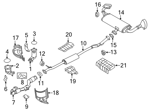 2016 Nissan Murano Exhaust Components Three Way Catalyst Converter Diagram for 208A3-5AH0A
