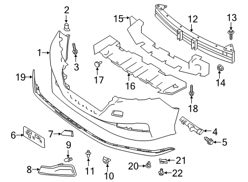 2022 Nissan LEAF Bumper & Components - Front Finisher-Front Bumper Diagram for 62256-5SF0A