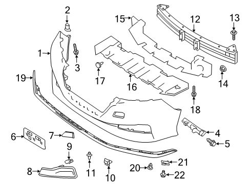 2022 Nissan LEAF Bumper & Components - Front Nut Spring Diagram for 01241-0001X