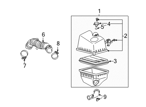 2001 Toyota Highlander Filters Hose, Air Cleaner Diagram for 17881-28080